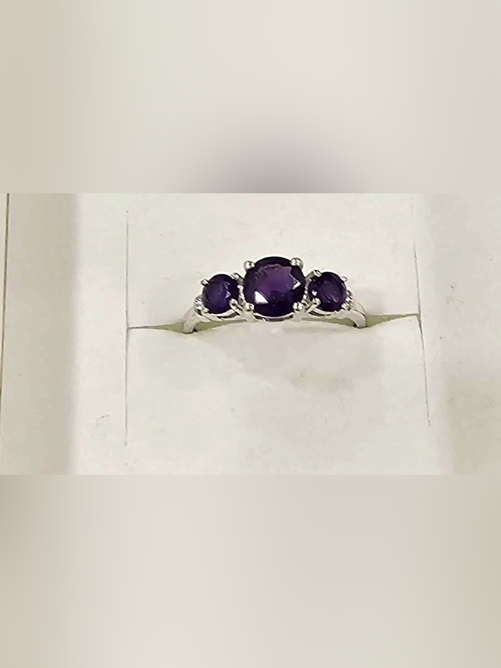 Genuine Amethyst Sterling Silver Ring Sz 6